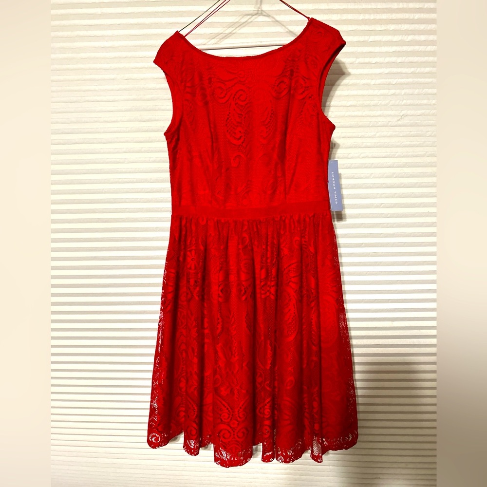 NWT Red Lace Fit and Flare Dress 10